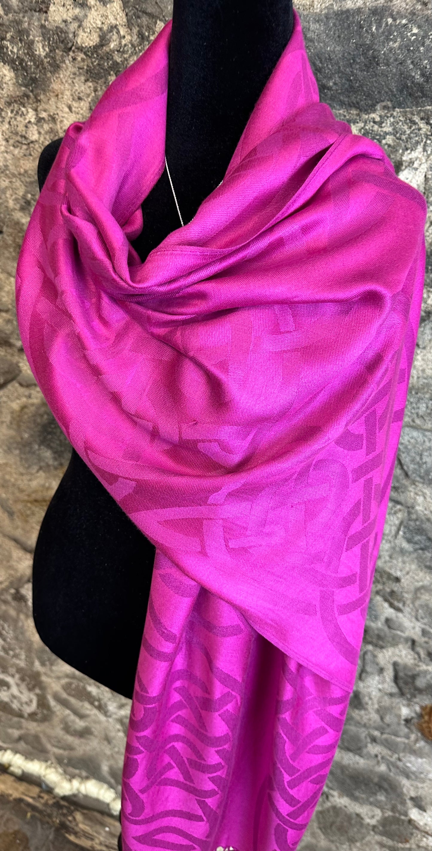 Fuschia heritage Irish designed knotwork pashmina