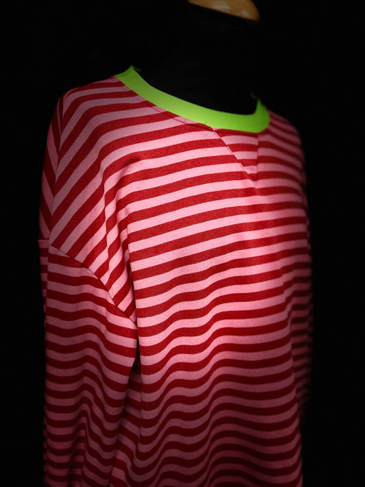 “Misty” Ruby and pink jersey long sleeve casual top