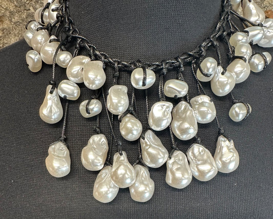 Statement seed pearl neckpiece