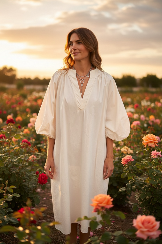 “Steffi “ buttermilk cream italian cotton tunic