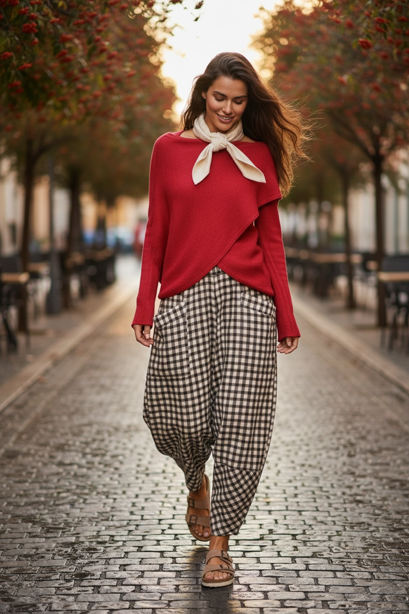 “Sadie “ ruby red Italian crossover knit