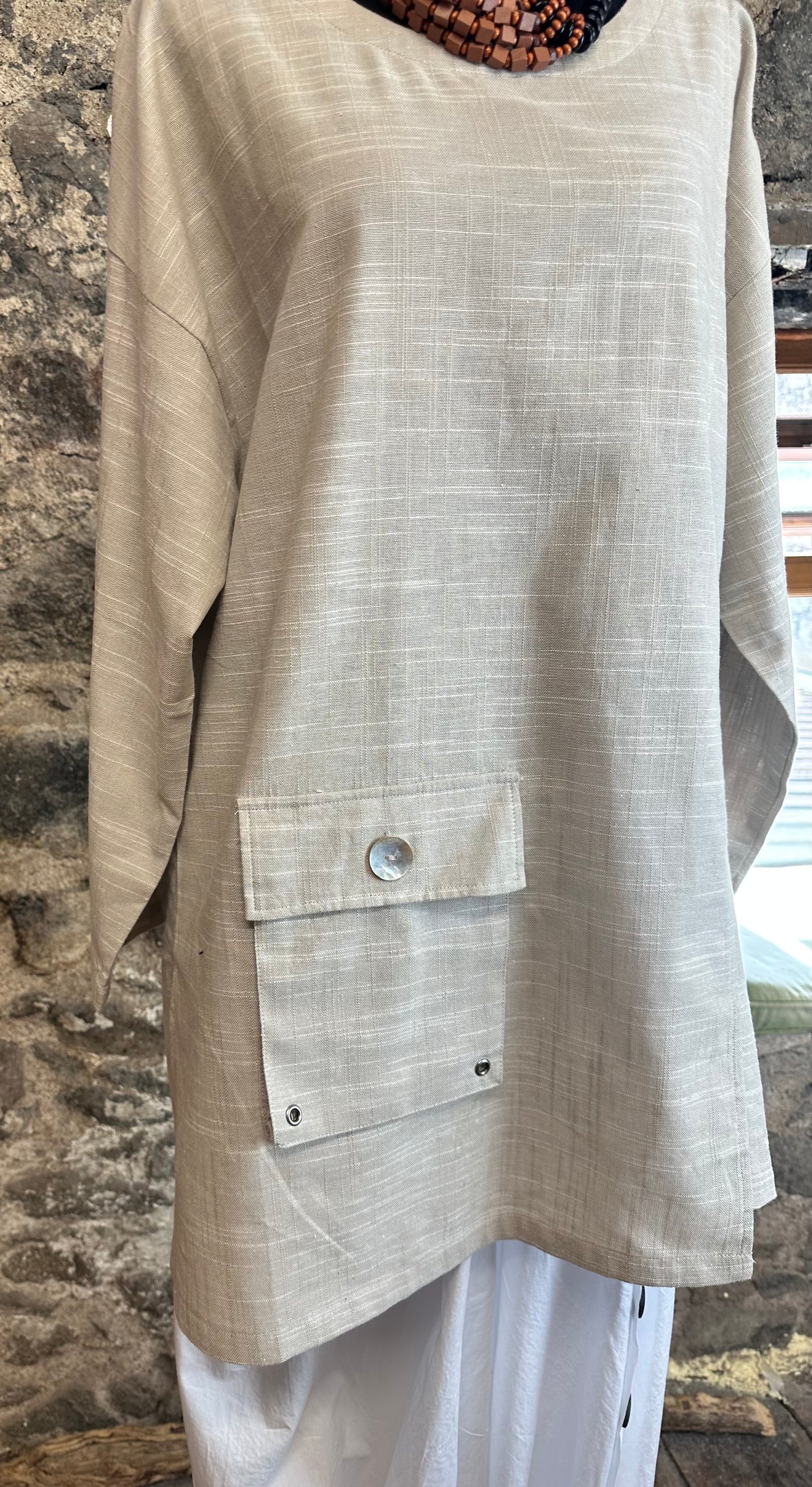 “Ava “ natural Italian linen mix tunic
