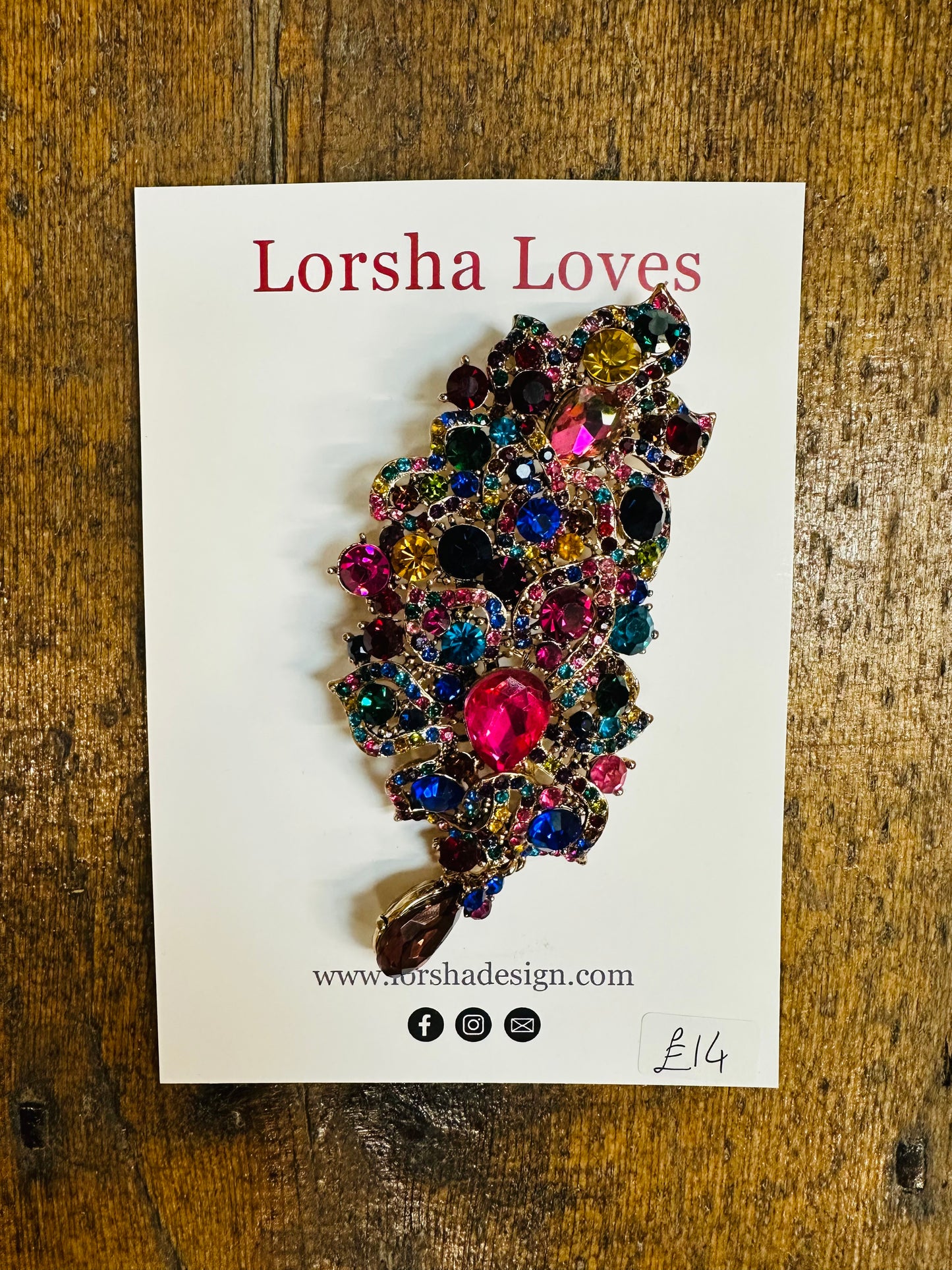 “Lorsha loves “ bejewelled statement pin brooch