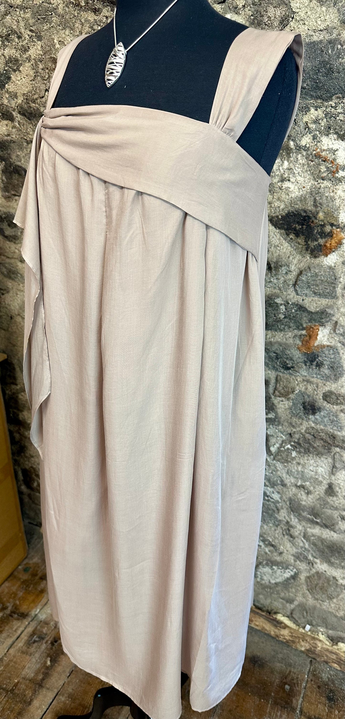 “Marguerite “ mocha Italian cotton lined midi dress
