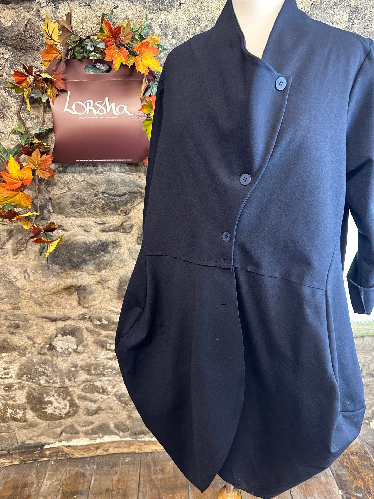 “Marianna“ indigo navy Italian cocoon dress coat