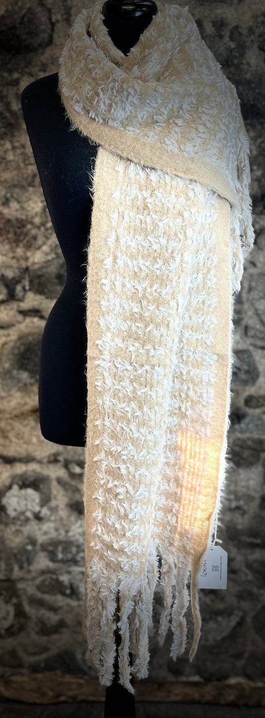 Cosey cream and winter white super soft wrap