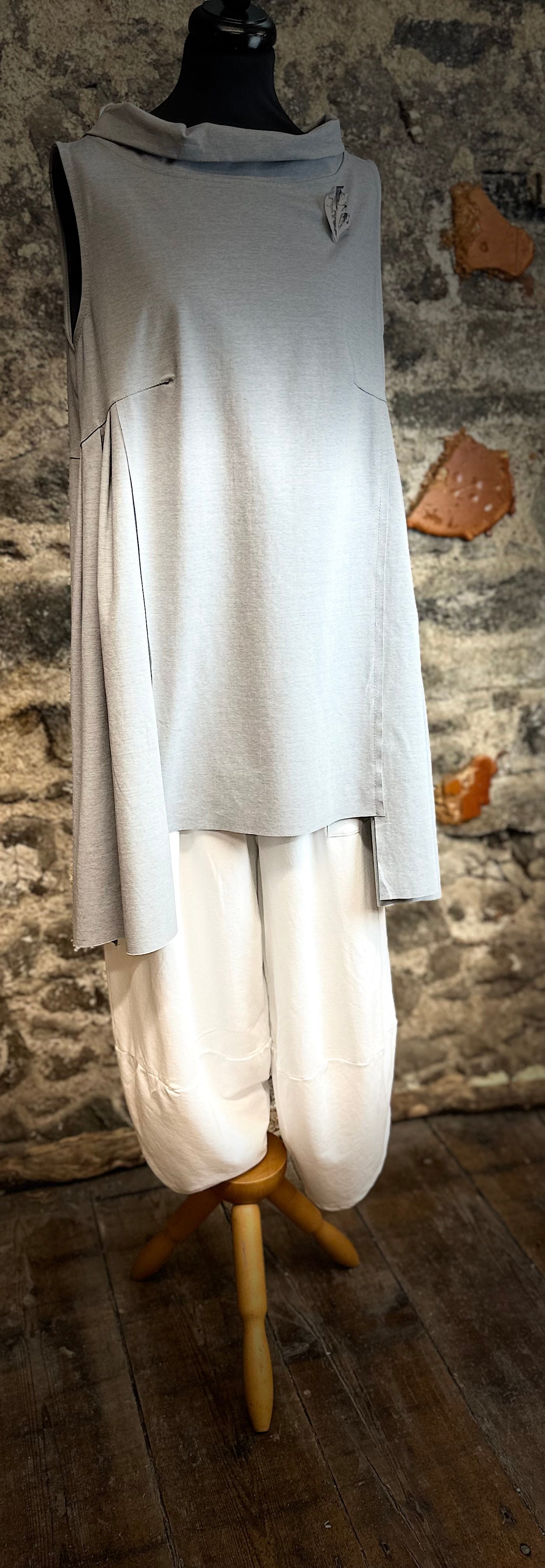 “Farrah “ dove grey Italian hi lo tunic