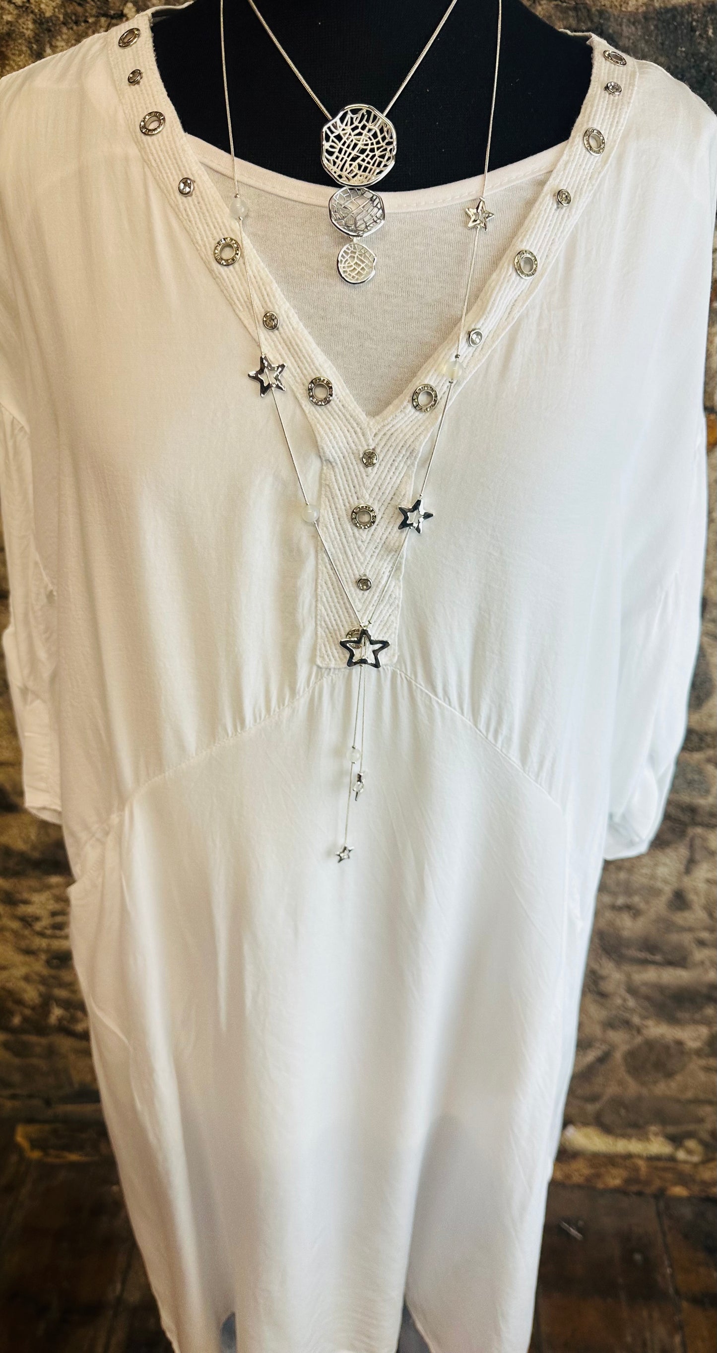 “Marley “ blanco Italian dress tunic