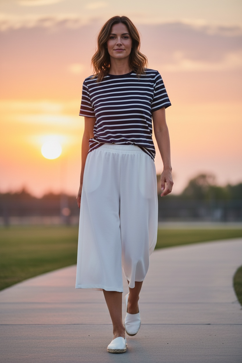 “Harriet “ 3/4 length Italian ivory cullottes