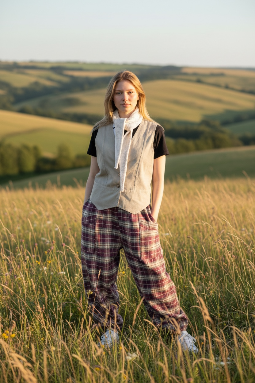 “Bailey “ mulberry and cream cocoon pants