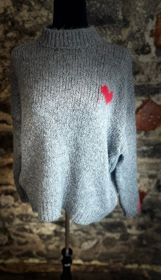 “Evie “ charcoal Italian super cosey little heart ♥️ knit