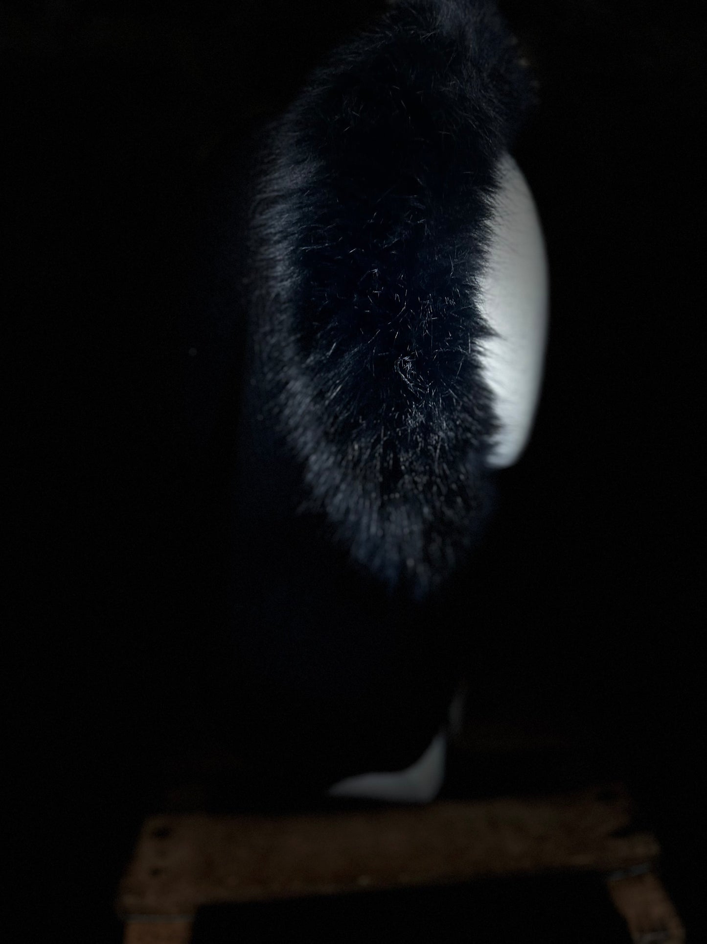 “Claudia “ vegan fur ebony knit hood snood