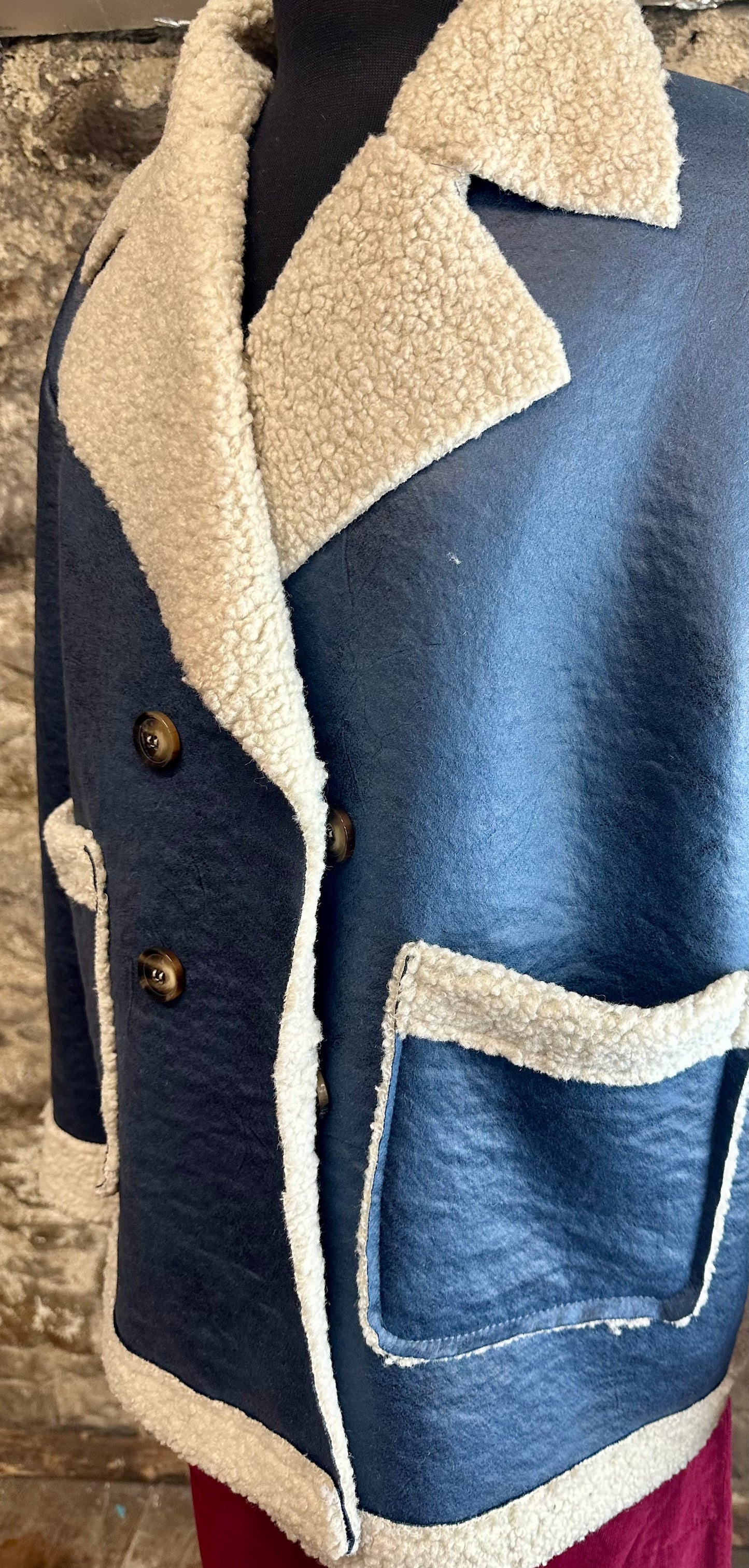 “Mira “ denim blue italian shearer box jacket