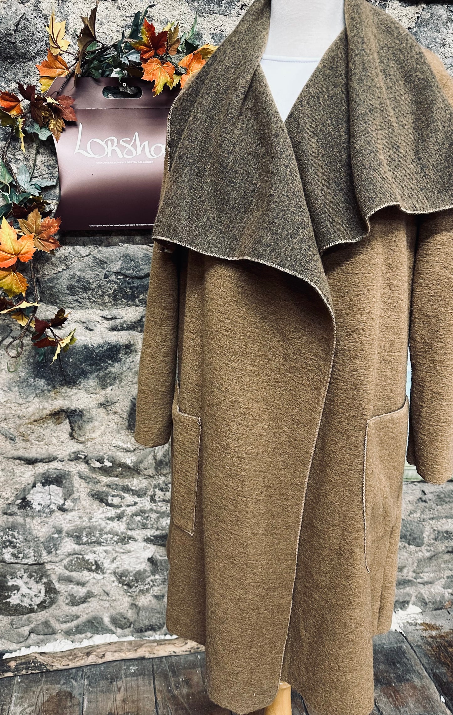 “Hunter “ Italian wool mix walking coat orchre