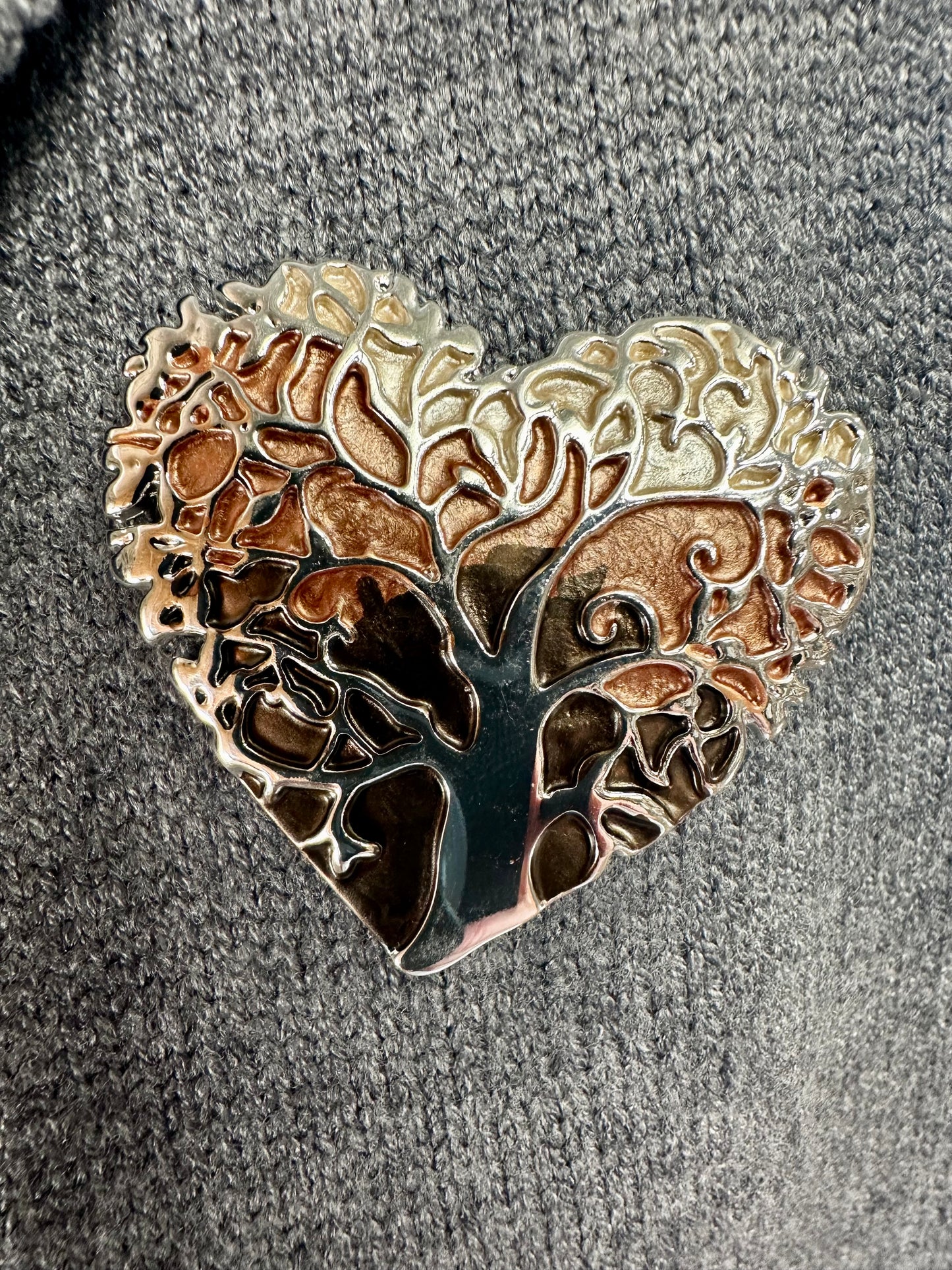 Tree heart nickel free magnetic brooch