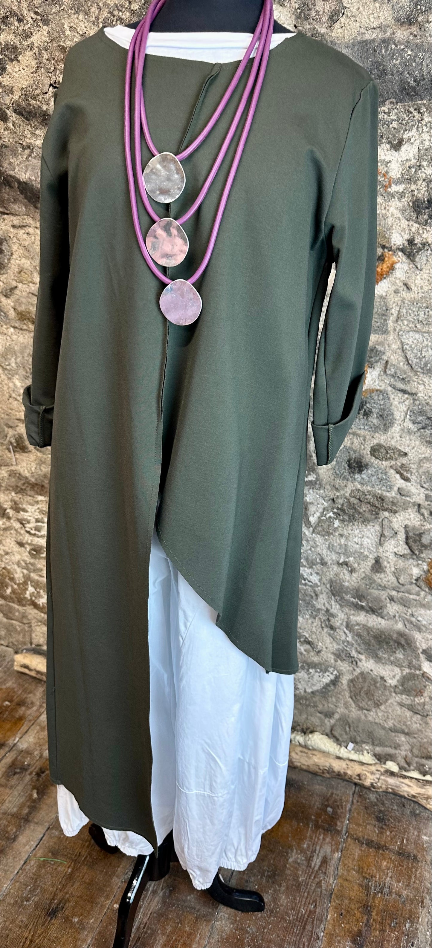 “Mayla  “ forest green asymmetric Italian tunic