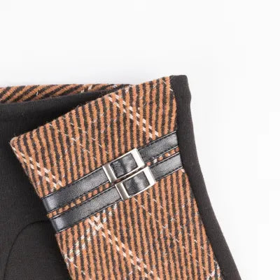 Heritage mocha plaid strap glove
