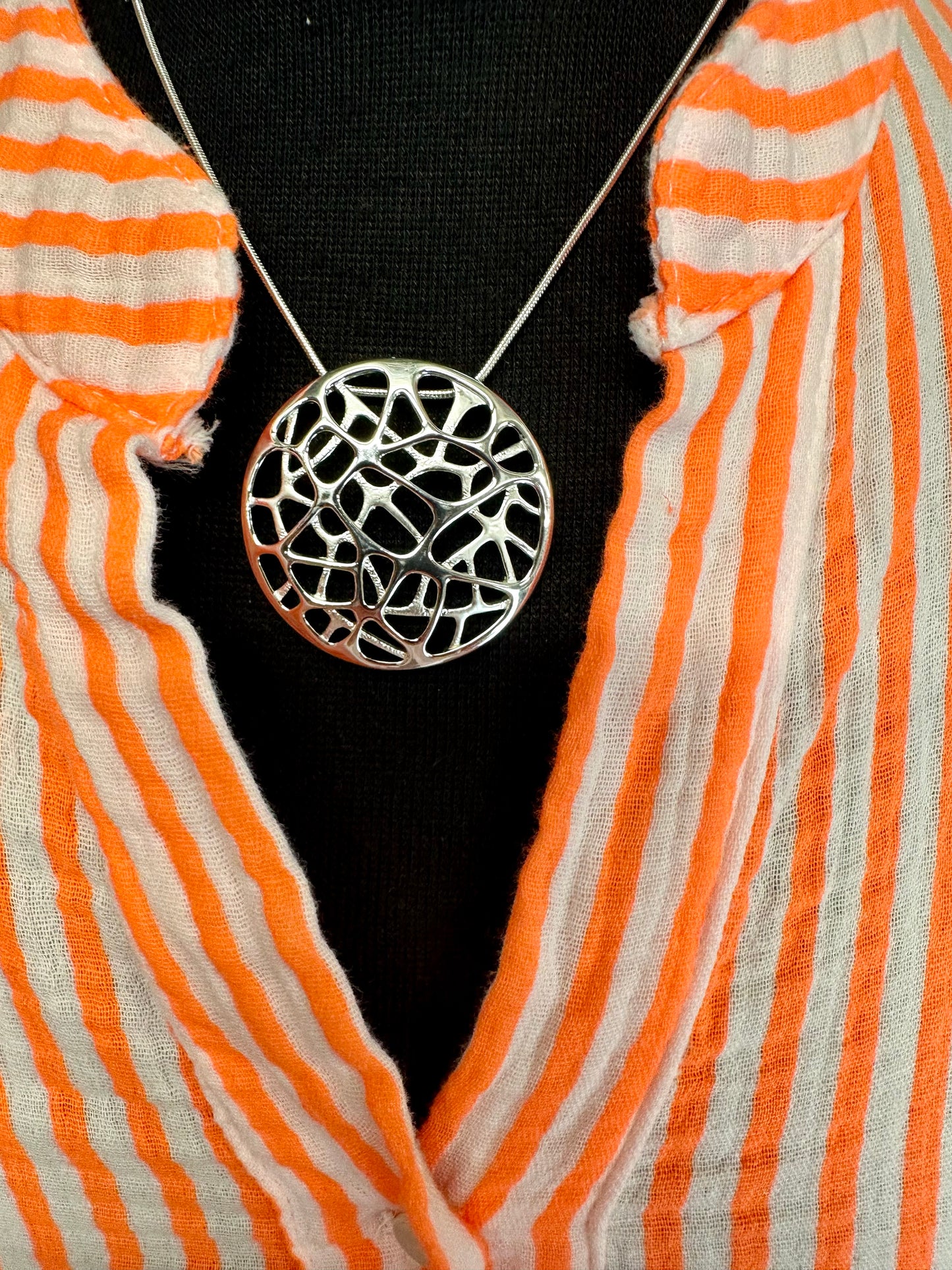 “Jennie “ tangerine neon and cream stripe Italian tunic