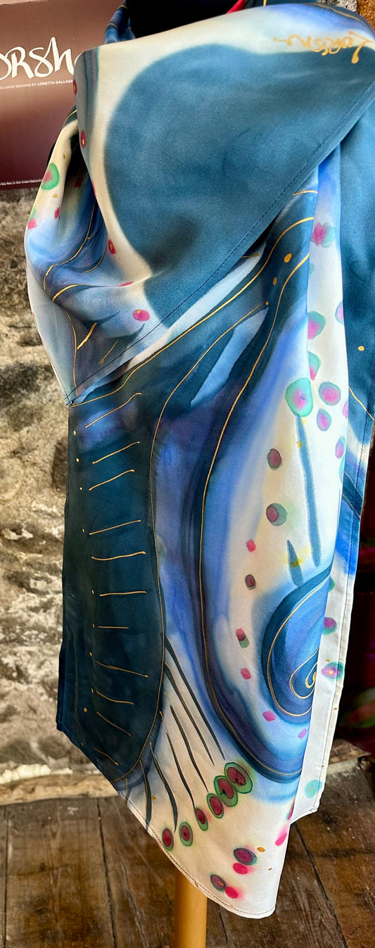 Lorshadesign hand painted silk scarf