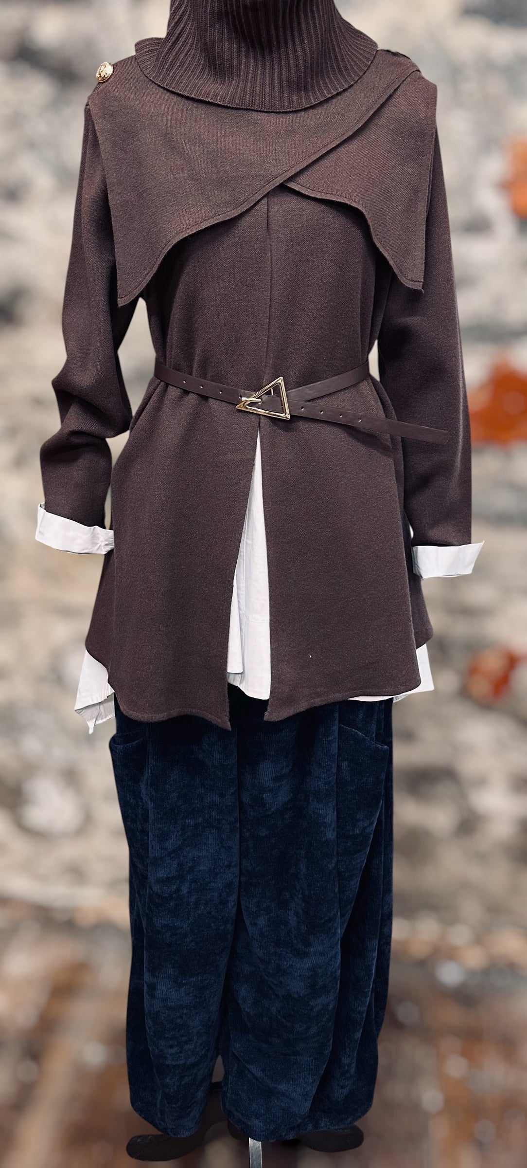 “Rosie “ chocolate brown Italian cape knit