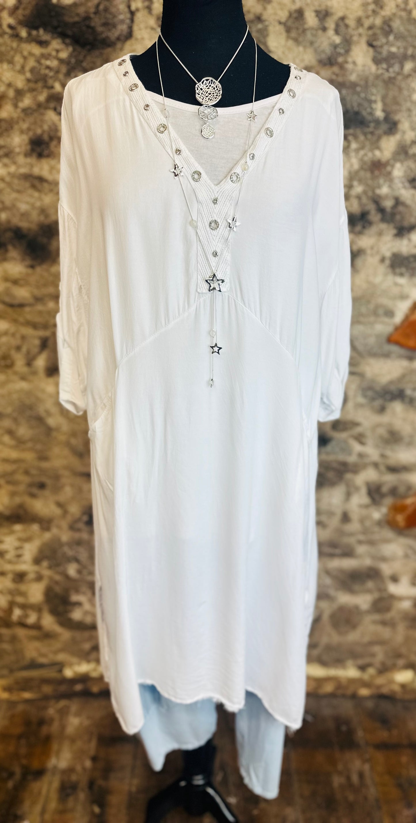 “Marley “ blanco Italian dress tunic