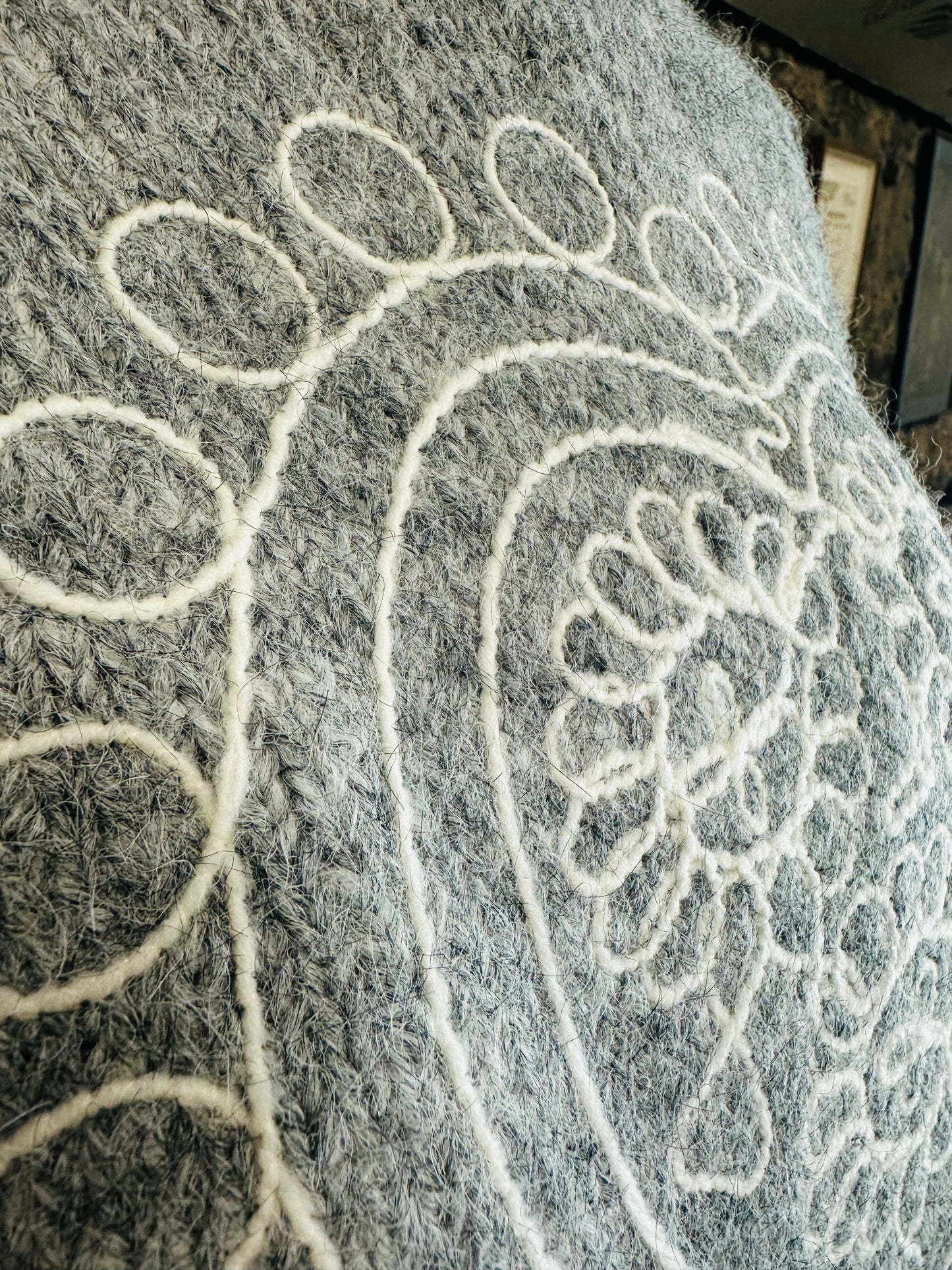 Dove grey ..heart embroidered Italian soft knit