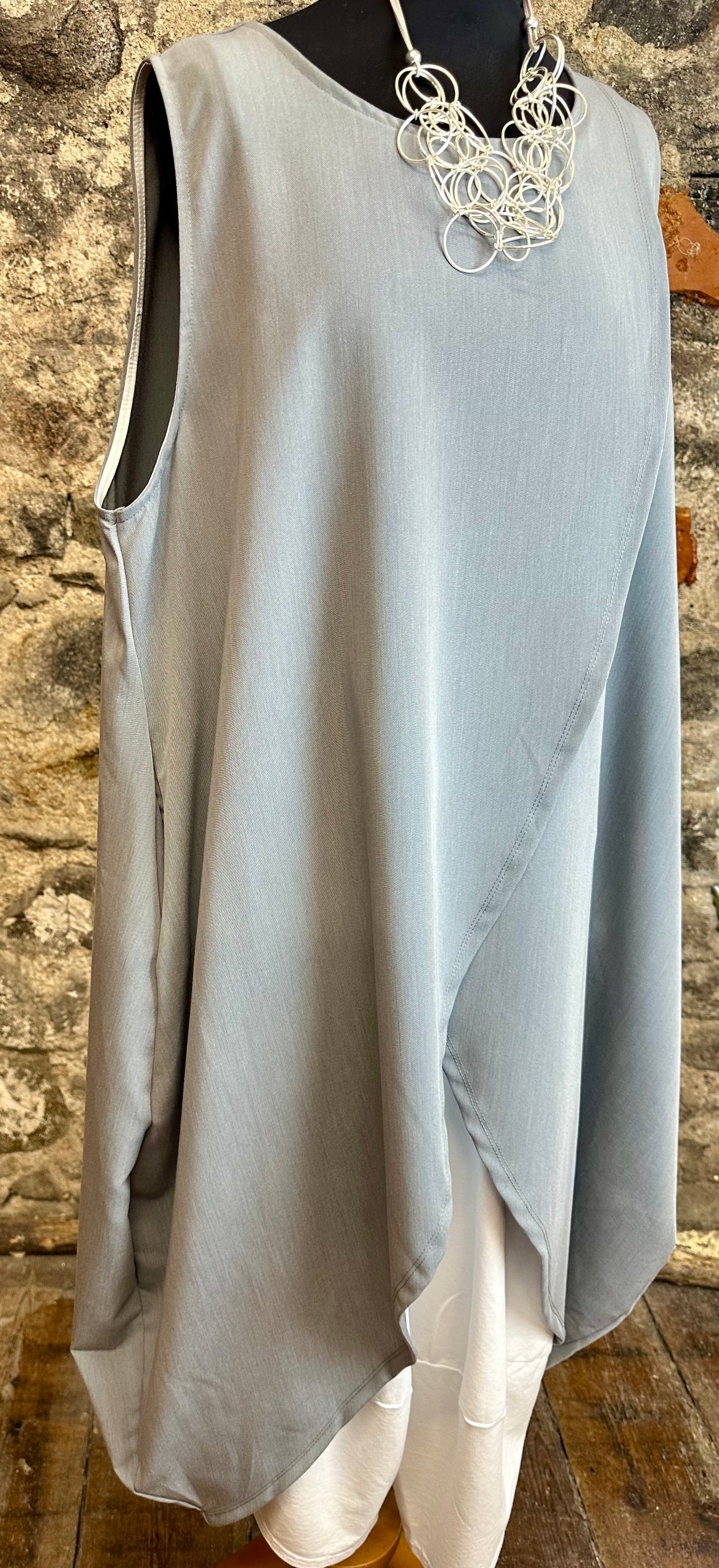 “Sunita “ dove grey wrap Italian tunic