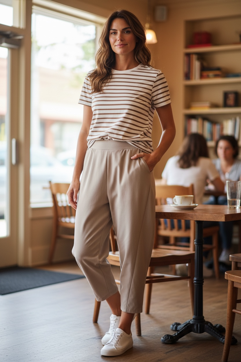“Lottie “ mocha Italian barrel leg cocoon trouser