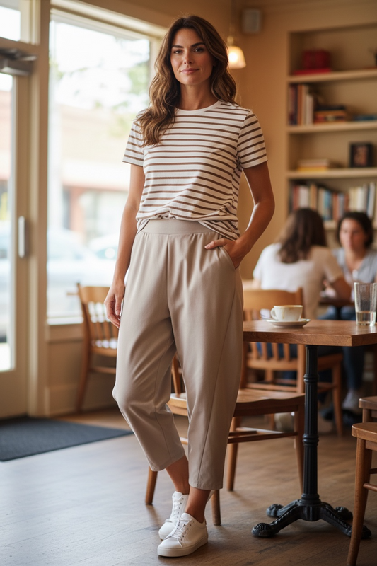 “Lottie “ mocha Italian barrel leg cocoon trouser