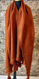 Super cosey large tassled wrap terracotta