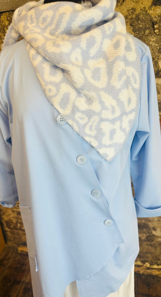 Powder blue knit triangle scarf