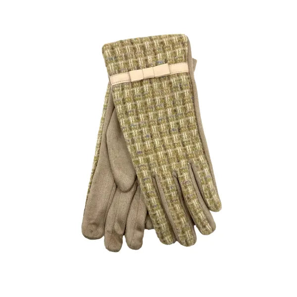 Soft pistachio tweed heritage gift boxed gloves