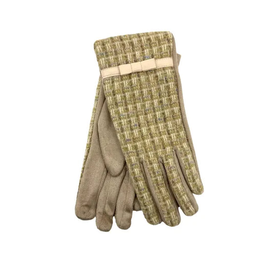 Soft pistachio tweed heritage gift boxed gloves