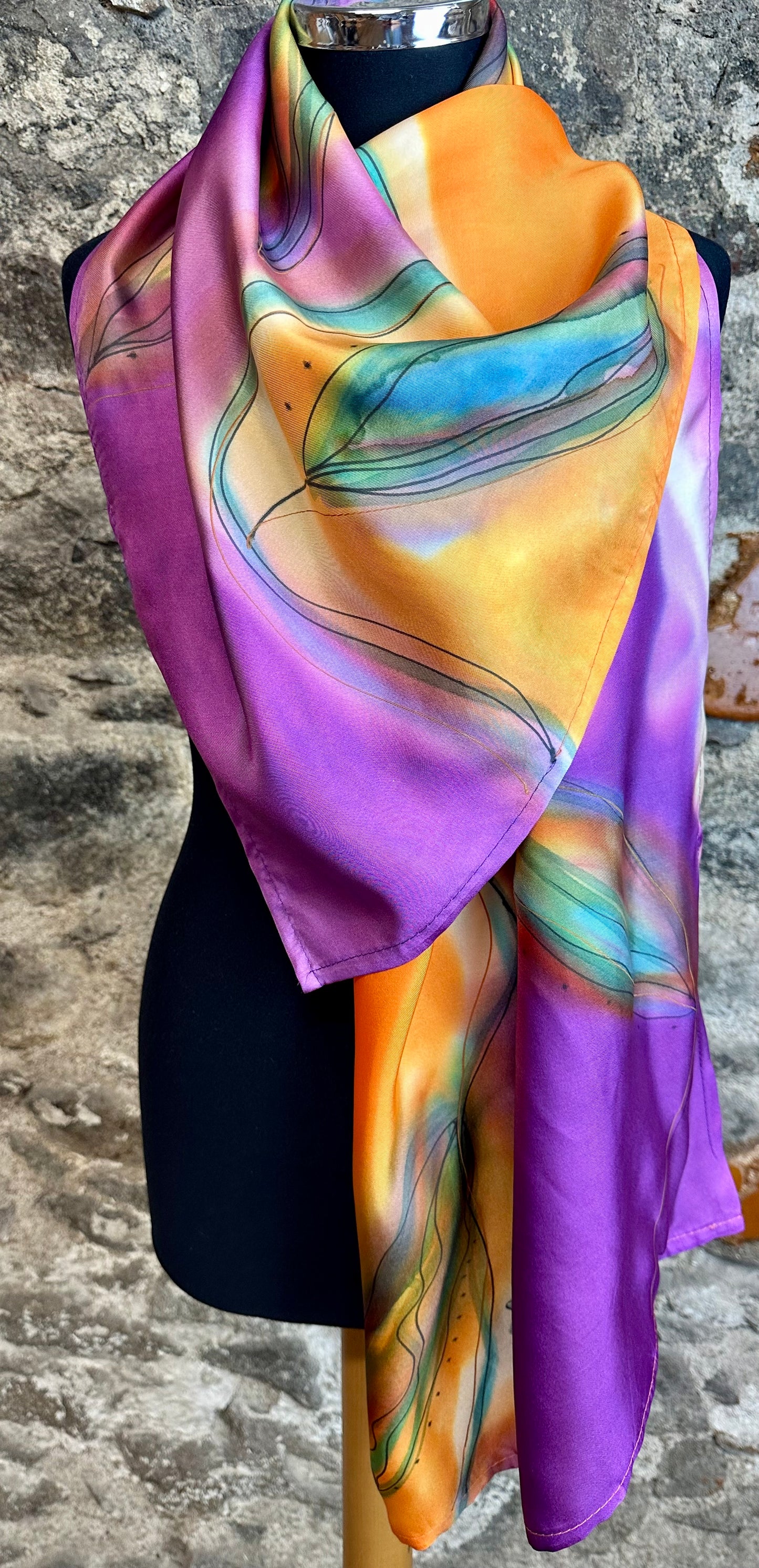 Lorsha Handpainted silk Scarf