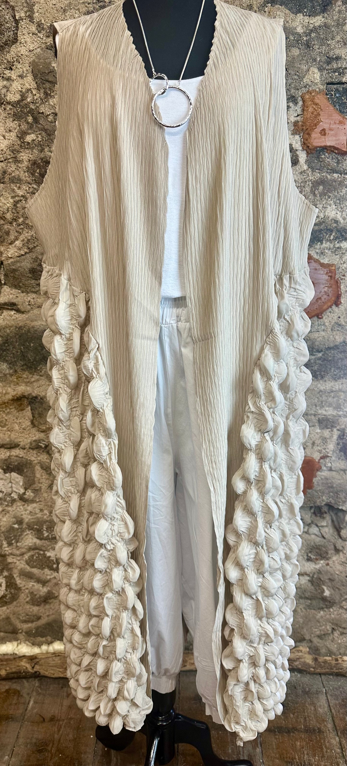 “Olivia “ Italian statement contemporary full length natural stone waistcoat