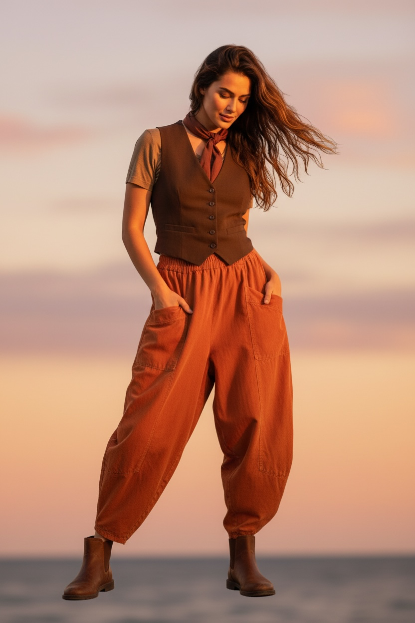 “Toni “ autumn fire rust Italian pin corduroy cullottes