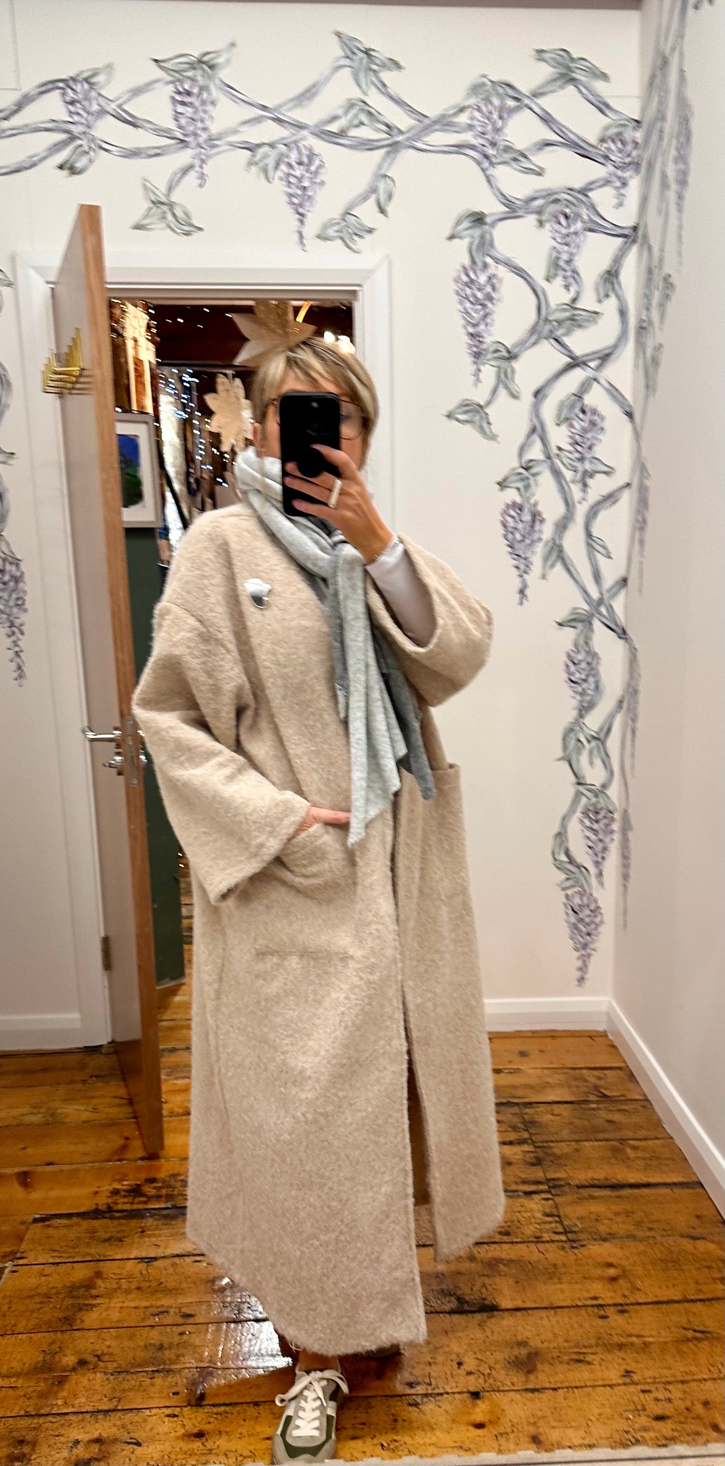 “Kiera “ kimono Italian cosey full length shacket winter cream