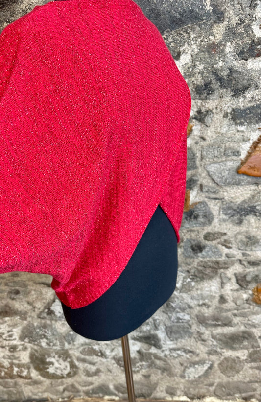 “Tanya “ cherry wrap Italian knit with metallic fleck