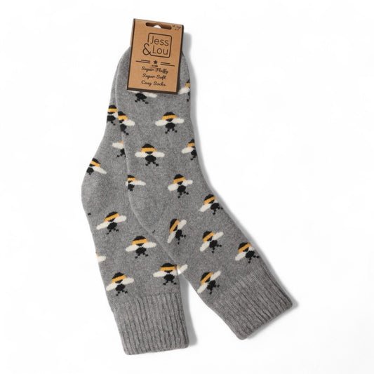 Cosey busy bee 🐝 ribbed grey sock