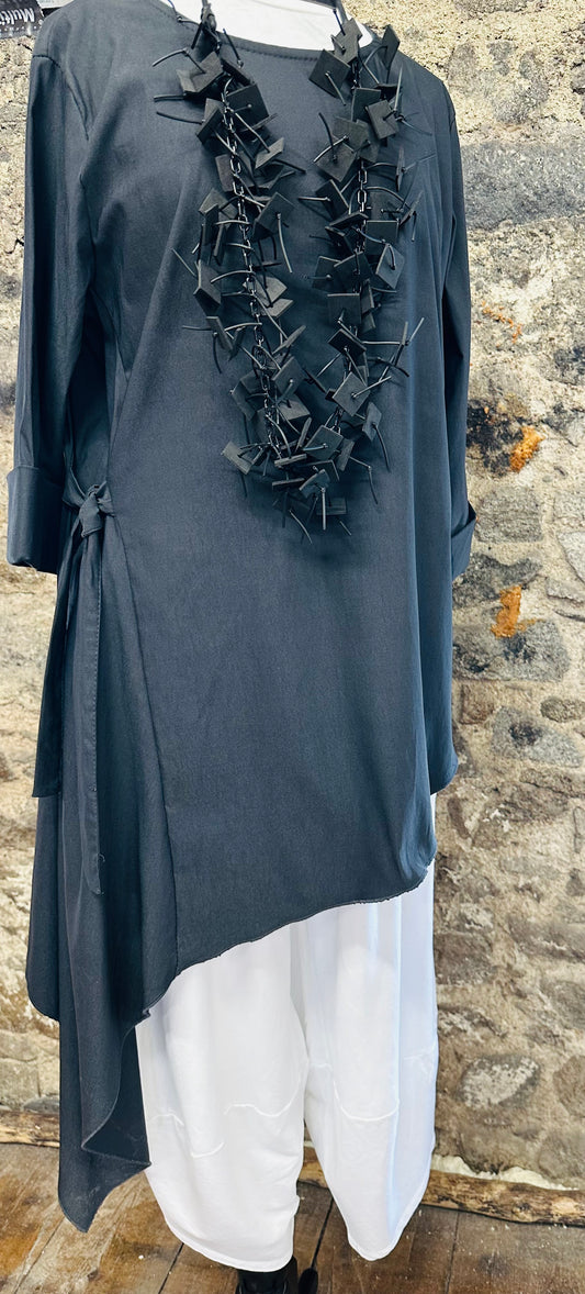 “Alexandra “ Italian asymmetric tunic charcoal