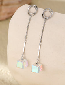 Stunning iridescent cube drop earring