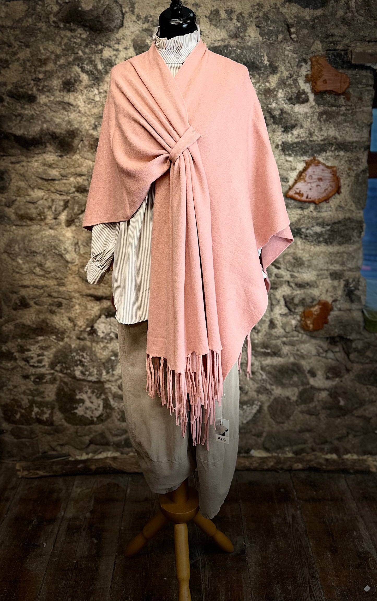 “Chelsea “ strawberry salmon pink cosey fine knit wrap