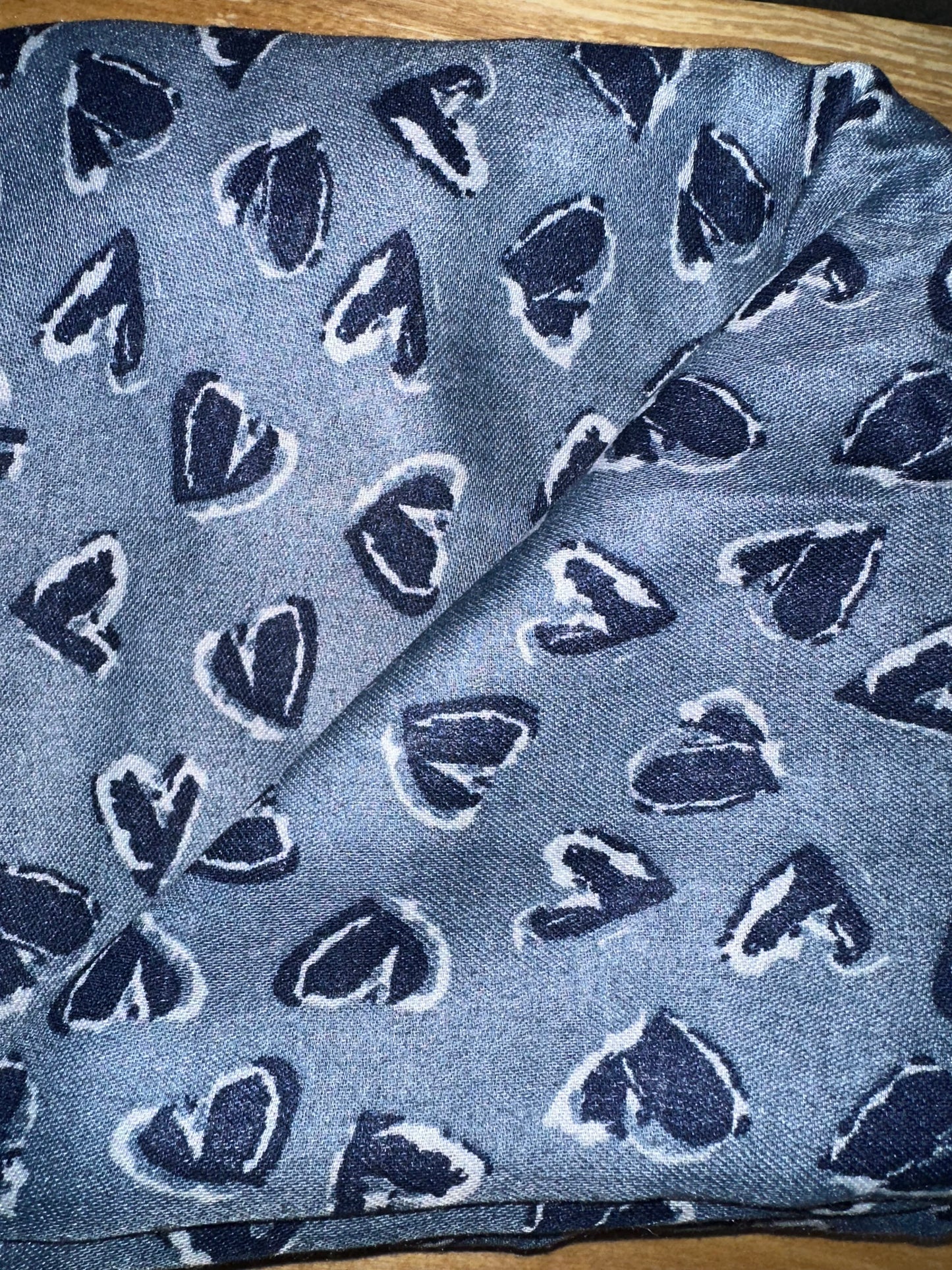 Little heart denim blue scarf