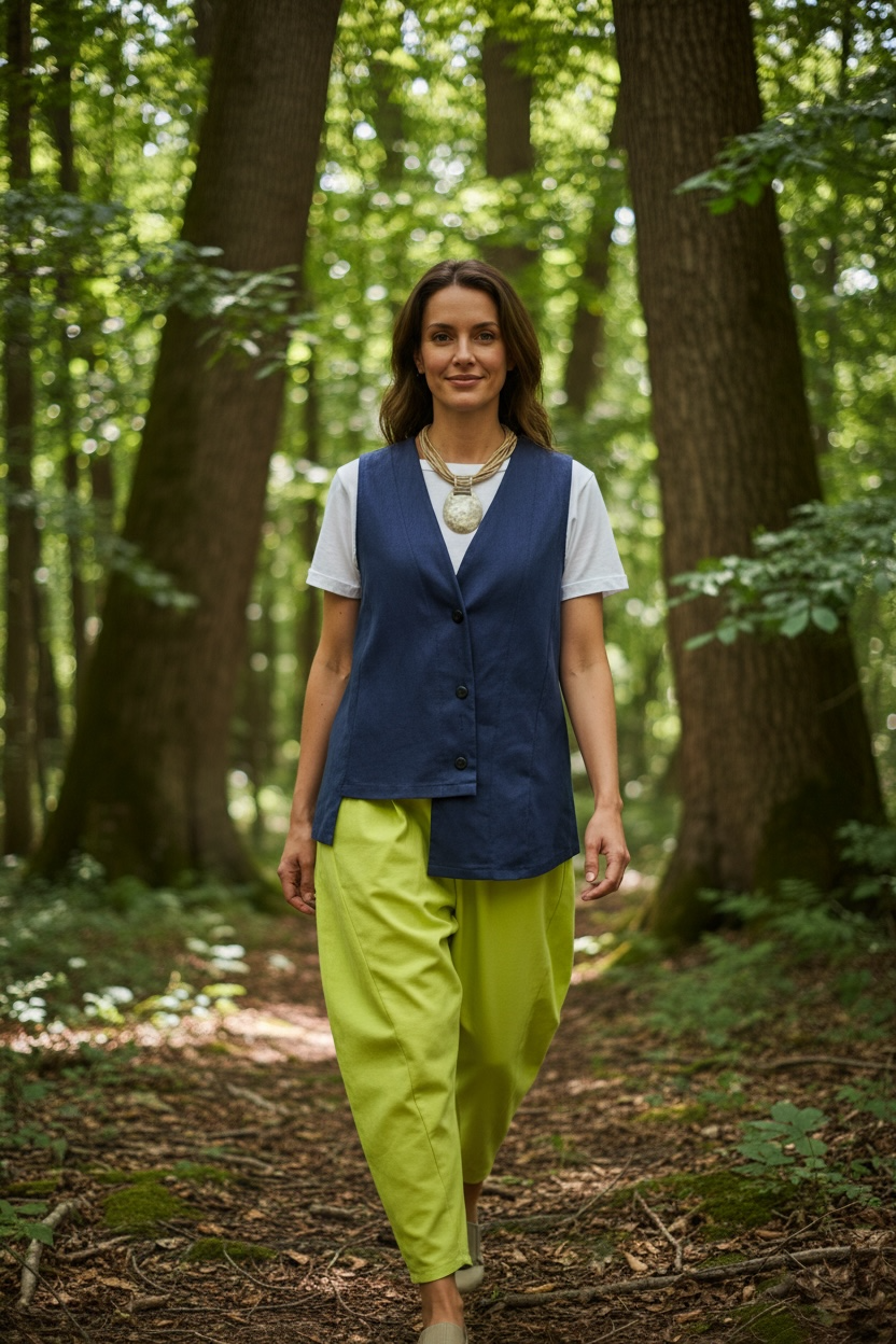 “Jackie” Italian denim irregular waistcoat