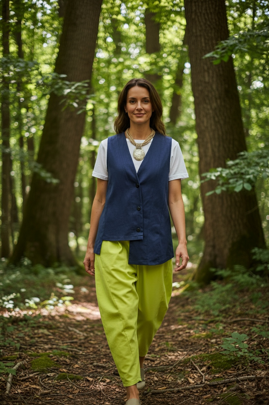 “Jackie” Italian denim irregular waistcoat