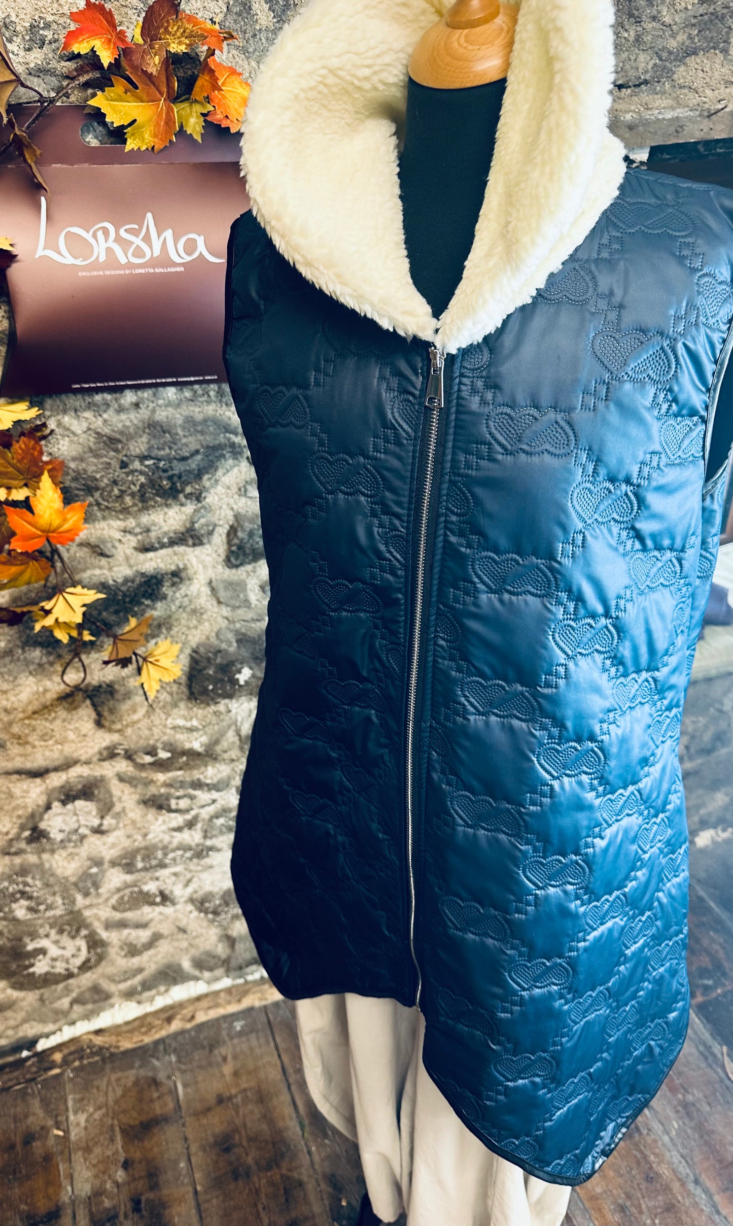 “Jennie “ indigo navy Italian dove tail gilet