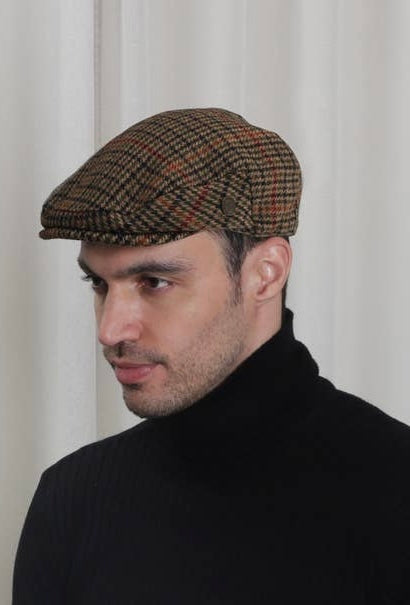 Irish designed houndstooth tweed flat cap