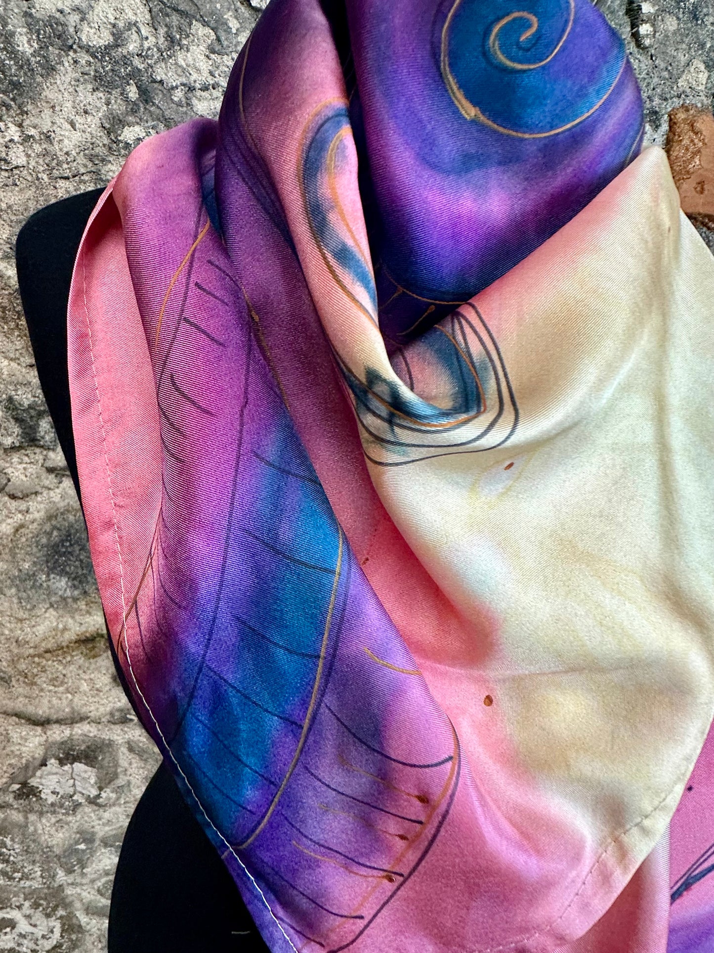 Lorsha Handpainted twill silk scarf