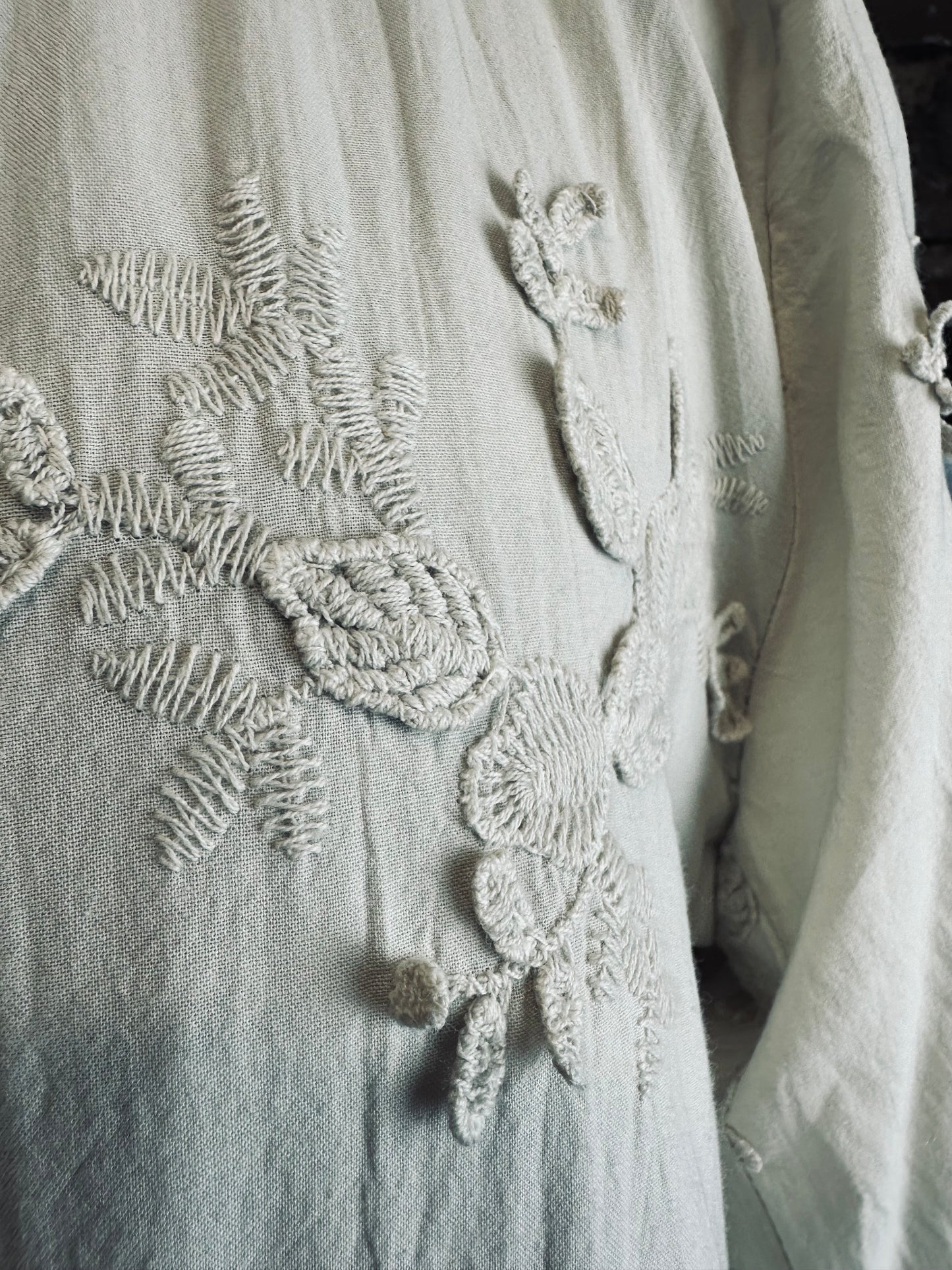 “Moira” Italian cotton appliqué dress coat oatmeal