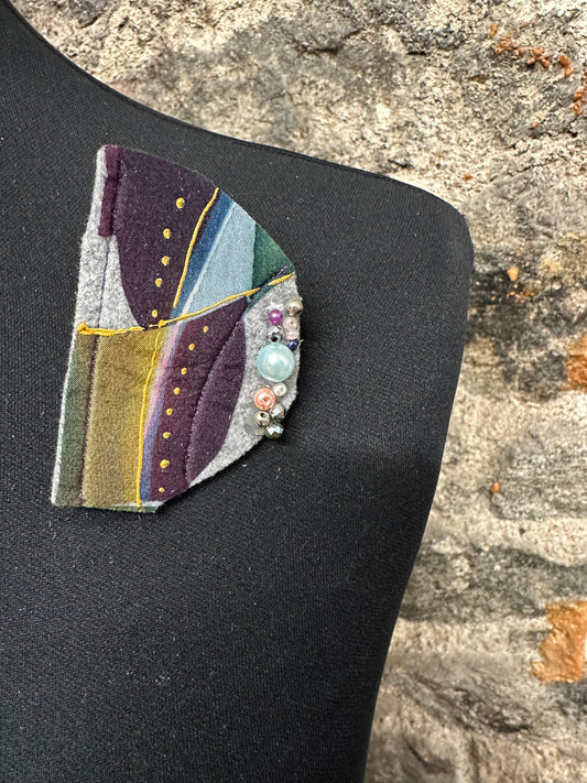 Lorsha design Handpainted silk brooch pin